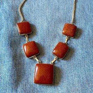 🌞🤎Goldstone Silver chain necklace 📍FIRM📍